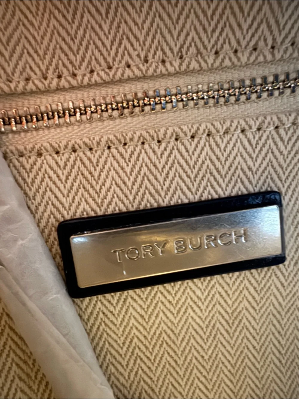 Tory Burch Kira Small Blue Distressed Chevron Quilted Crossbody Zip Gold